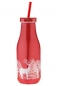 Preview: Trinkflasche rundliche Ecken, mit Trinkhalm und Verschluss, rot "Wintermotiv" 440ml 2 Motive, nicht wählbar  Solange Vorrat!